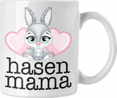 Produktbild von Trendation - Hasen Tasse Geschenk Hasen-Besitzer Kaninchen Kinder Hasen Mama (Weiß)