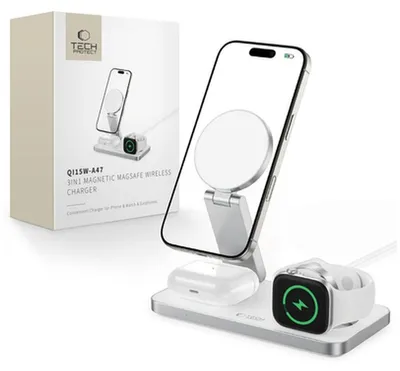Immagine prodotto di Tech-Protect Qi15W-A47 3In1 Caricatore magnetico Magsafe Wireless Bianco