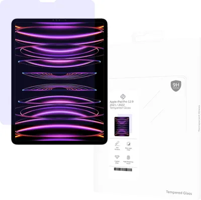 Produktbild von Schutzfolie Apple iPad Pro 12.9 2018, iPad Pro 12.9 2020, iPad Pro 12.9 2021, iPad Pro 12.9 2022 - Panzerglas - Cazy - Blau