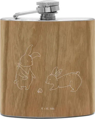 Produktbild von Mr. & Mrs. Panda Flachmann Hasen Muschel - Transparent - Geschenk, Meer, Aus Edelstahl, Strand, Urlaub, Alkoholflasche, Ferien, Hip Flask, taschenflasche, Papa, BFF