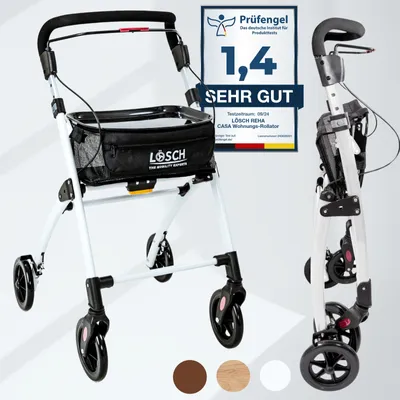 Produktbild von Lösch Reha Rollator Casa Soft schmal für Wohnung & Innenbereich Weiß