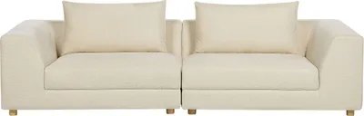 Produktbild von BELIANI Sofa Sandbeige Stoffbezug 3-Sitzer Dicke Polsterung Breite Armlehnen mit Holzfüßen Kissen Freistehend Modern Wohnzimmer Ausstattung Sitzmöbel