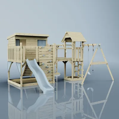 Produktbild von OutdoorToys Spielturm Inga aus Holz in Blau Kinderschaukel