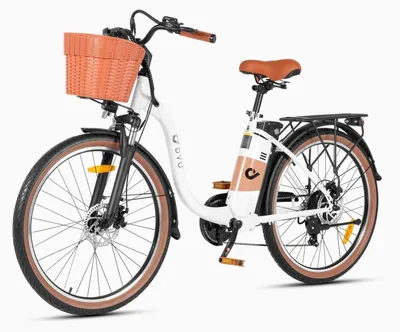 Image de Vélos électriques  DYU C6 PRO 26 pouces - Moteur 250W batterie 36V 15.6 Ah autonomie 80 km freins à disque - Blanc