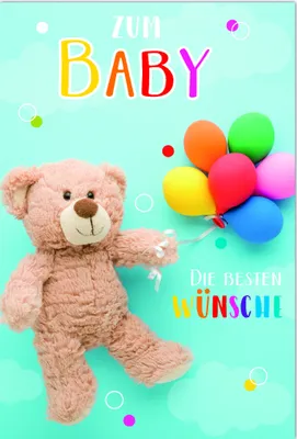 Produktbild von Geburt – Baby – Freudiges Ereignis - Karte mit Umschlag - Teddybär mit