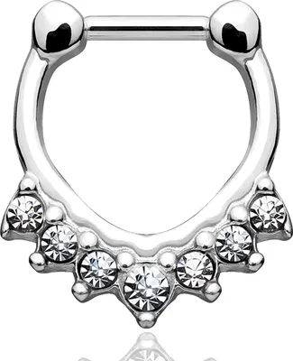 Produktbild von Nasenpiercing Septum Ring Clicker Nasenring Klapp Piercing Nase Chirurgenstahl Autiga® silber-klar 1,2 mm