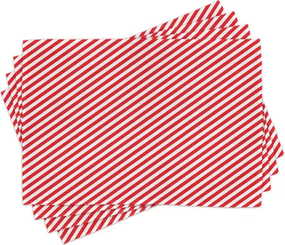 Produktbild von ABAKUHAUS Zuckerstange Platzmatten, Diagonale rote Linien Festliche Weihnachtsfeier unter dem Motto Geometrische Anordnung, 30 x 45 cm, Weiß Rot