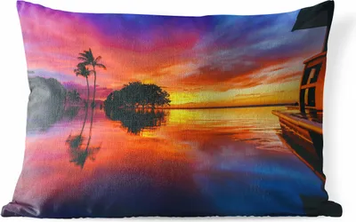 Produktbild von MuchoWow® Outdoor Kissen - Ein farbenprächtiger Sonnenuntergang am Wailea Beach in den USA auf Hawaii - 60x40 cm - Wetterfest - Lounge Kissen - Zierkissen - Kissen für Innenräume