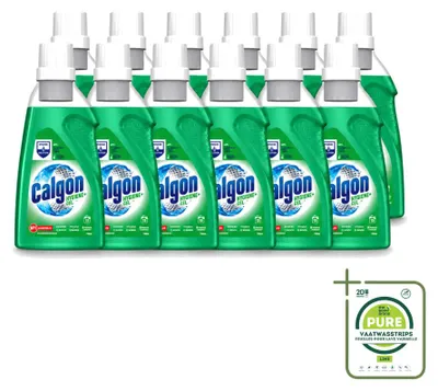 Imagen del producto de 12 unidades de Gel limpiador para lavavajillas Calgon Hygiene+, 750 ml, pack grande