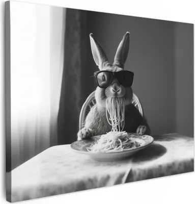 Produktbild von Leinwand Bilder 40x30 cm - Tiere, Komisch - Kaninchen, Wandbilder, Wanddeko Wohnzimmer, Bild