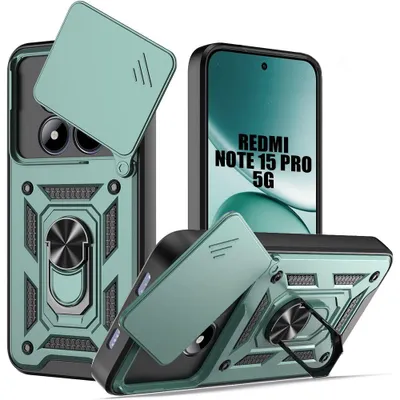 Image de Coque pour Xiaomi Redmi Note 15 Pro 5G, Protection Robuste avec Cache Caméra - Vert