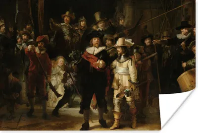 Produktbild von MuchoWow® Poster Die Nachtwache - Kunst - Alte Meister - Rembrandt 90x60 cm - Schlafzimmer