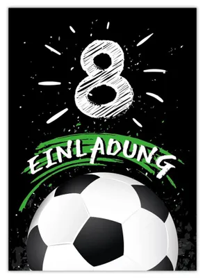 12 Einladungskarten 8. Geburtstag Jungen Fußball