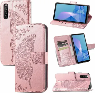 Productafbeelding van König Design hoesje, compatibel met Sony Xperia 10 III, kunstleren telefoonhoesje - telefoonhoesje, roze goud