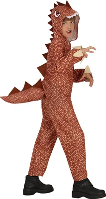 Immagine prodotto di Costume da dinosauro bambino tuta drago cappello carnevale coda, taglia: 128/134 colore: marrone