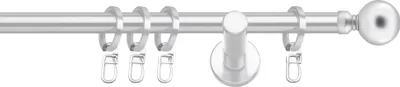 Produktbild von SN Deco Gardinenstange Reims, 19 mm, 1-läufig, Stahl, Komplett-Set mit Ringen, Auflageträger, 200 cm, chrom-matt