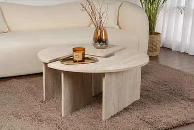 Produktbild von Skye Decor, Moira - Travertine, Couchtisch, Travertin, 100 % MELAMINBESCHICHTETE SPANPLATTEN, 90 x 41 x 90 cm