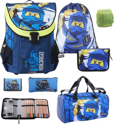 Produktbild von Lego Ninjago Schulranzen Set 7tlg. EASY Ranzen 1. Klasse mit Federmappe und Sporttasche Ninja Jay Blau