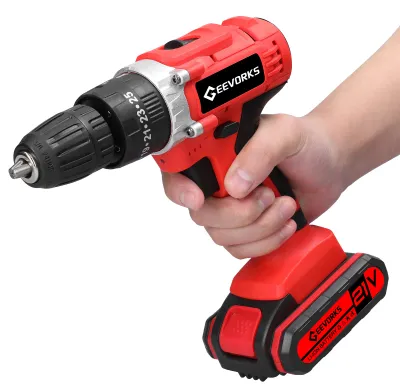 Obrázok produktu pre Domáca multifunkčná elektrická vŕtačka 3 v 1, ručný lítiový skrutkovač, 21 V, vŕtačka s príklepom, komutátorový motor, 2 rýchlosti, plynulá regulácia otáčok
