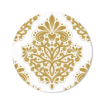 Produktbild von MuchoWow® Mauspad Mousepad Vintage - Blumen - Gold - Muster 20x20 cm - Mousepads - Maus Mat - Pad - Mausunterlage - Schreibtischmatte