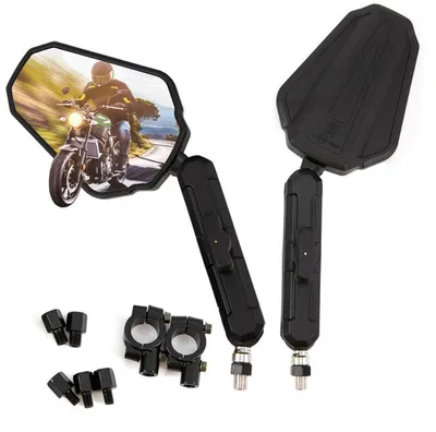 Immagine prodotto di Specchietto retrovisore per moto, regolabile, con supporto per manubrio da 7/8", viti da 8mm e 10mm, superficie convessa, rotazione a 360°