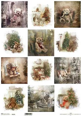 Produktbild von ITD Reispapier Decoupage Bastelpapier Serviettentechnik-R628L - A3-Teddybären, Weihnachten