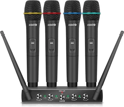 Obrázek produktu pro Karaoke sada pro dospělé – bezdrátový 4kanálový mikrofonní systém – klopové mikrofony – ruční mikrofony – ideální pro karaoke a večírky