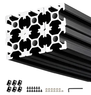 Immagine prodotto di SucceBuy 2020 Profilo in alluminio, 6 pezzi da 2 m ciascuno, guide in alluminio anodizzato con scanalatura a T conformi agli standard UE, robusto profilo estruso, guide in alluminio per stampanti 3D, banchi da lavoro fai-da-te CNC e progetti di assemblaggio, nero