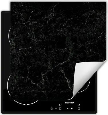 Produktbild von DarHaus Herdabdeckplatte 60x52 cm Anti Rutsch Matte Aufrollbar, schwarz - Marmor