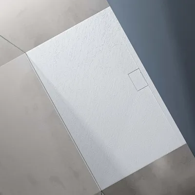Immagine prodotto di doporro Piatto Doccia Rettangolare 100x160 cm in Resina Minerale Bianco Effetto Pietra, Ultrasottile H 3 cm Antiscivolo šC Geoma07