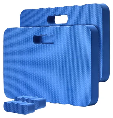 Produktbild von Relaxdays Kniekissen, 2er Set, Garten, Werkstatt, Yoga, Schaumstoff, Tragegriffe, HxBxT: 4 x 46 x 28 cm, Kniehilfe, blau