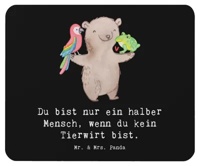 Produktbild von Mr. & Mrs. Panda Mouse Pad Tierwirt Herz - Schwarz - Geschenk, Bauernhof, pc mauspad, Agronom, Witzig, Spruch, mausteppich, Lustig, Mousepad
