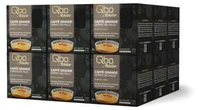 Produktbild von Tchibo Qbo Caffè Grande Espírito São Paulo Premium Kaffeekapseln, 144 Stück - 18x8 Kapseln (Caffè Grande, Intensität 7/10, hocharomatisch), nachhaltig & aus 70% nachwachsenden Rohstoffen¹