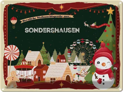 Produktbild von vianmo Blechschild 30x40 cm Weihnachten Grüße aus SONDERSHAUSEN Abenteuer Reisen Urlaub