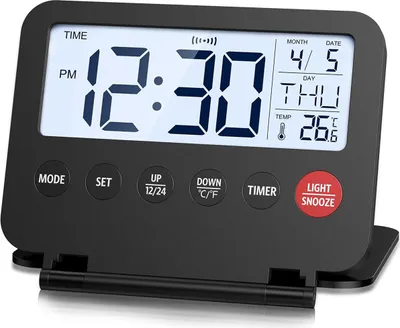Produktbild von Mini-Digitalwecker – Ein kompakter und moderner Reisewecker mit Temperaturanzeige, Datumsanzeige und LCD-Bildschirm.
