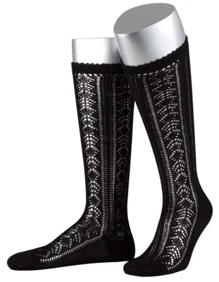 Produktbild von Lusana Damen Trachtenstrümpfe Trachtenstutzen Lara (Schwarz. 36-38)