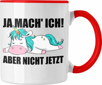 Produktbild von Trendation - Lustige Tasse mit Spruch Einhorn Mitarbeiter Arbeitskollege Geschenk Kollegin (Rot)
