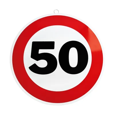 Produktbild von Metallschild mit Verkehrszeichen als Dekoration zum 50. Geburtstag