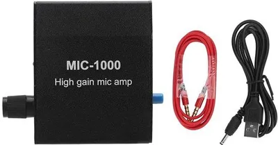 Imagen del producto de Amplificador de micrófono de aluminio de alta sensibilidad: amplificación de hasta 1000 veces, conector de 3,5 mm, diseño compacto. Micrófono