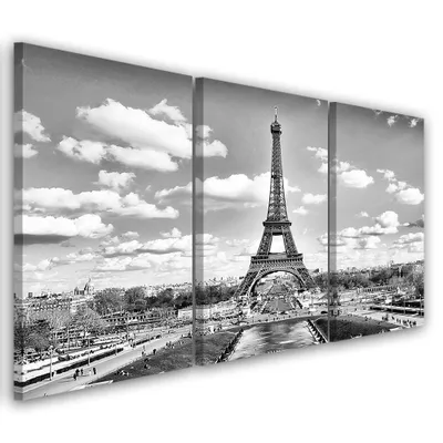 Produktbild von Triptychon auf leinwand graue städte & architektur 150x100 cm Feeby grau wandbild bereit zum aufhängen