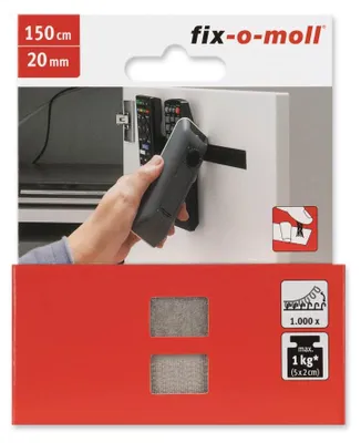 Produktbild von Klettband fix-o-moll selbstklebend 150cm x 20mm hellgrau