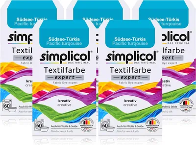 Produktbild von Simplicol Textilfarbe expert Südsee-Türkis 150g - Farbe zum Färben (5er Pack)