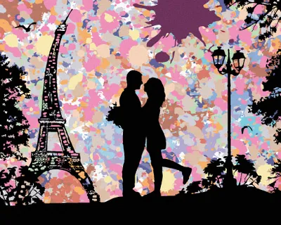 Immagine prodotto di Zuty - Dipingere con i numeri - AMANTI E TORRE EIFFEL ASTRATTA, 40x50 cm, senza cornice e senza tela tesa