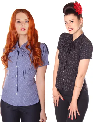 Produktbild von SugarShock Dalma Schluppen Puffärmel Polka Dots retro Bluse, Größe:XXL, Farbe:schwarz weiss