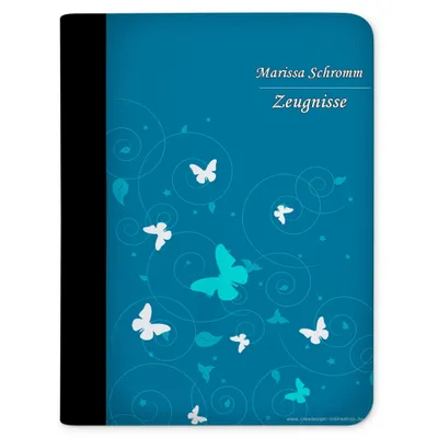 Produktbild von Zeugnismappe, Dokumentenmappe, Ordner A4, Schmetterling Blau