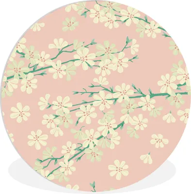 Produktbild von MuchoWow® Rundes Wandbild - Runde Bilder Rosa - Muster - Blumen Ø 30 cm Kreis Wanddekoration Kunststoff - Wandkreis - Wandschmuck - Schlafzimmer - Bilder - Der Kreis - Kunst für die Wohnung - Plastik - Kunstdruck - Wandbild