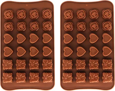 Produktbild von 2 Stš¹ck Silikon Schokoladenform, 3D Schokolade Silikonform 24 Mulden Pralinen BPA Frei Verschiedene Backformen Silikon-Backform Pralinen fš¹r Backen Sš¹?igkeiten Eiswš¹rfel