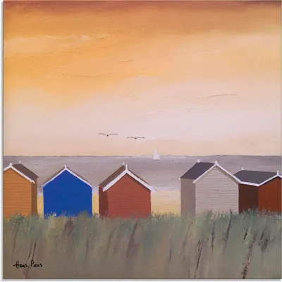 Produktbild von ARTland Glasbild Strandhäuser II Größe: 30x30 cm
