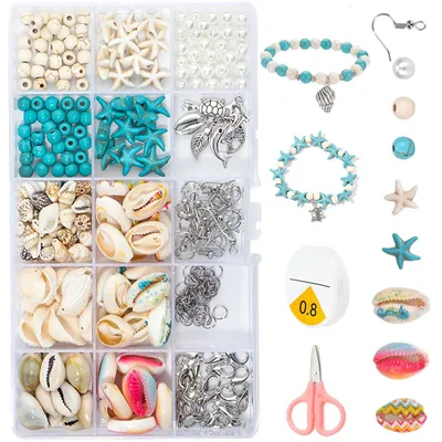 Image de Omgoods - Kit de perles pour la création de bijoux, avec cordon élastique