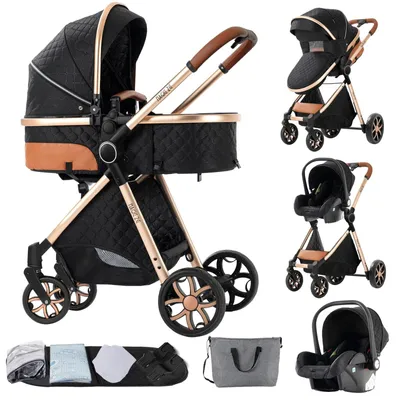 Produktbild von Kinderwagen-Set – Multifunktionaler 3-in-1-Kinderwagen mit Reisebett und verstellbarem Kinderwagenaufsatz